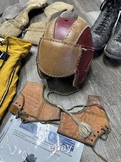 1910-20 Circa Football Game Used Lot Cleats Pass Helmet Pants RARE