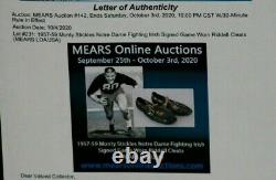 1957-59 Monty Stickles, Notre Dame Tight End, Game Used & Signed Cleats, Mears