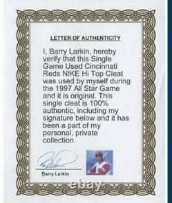 1997 Cincinnati Reds Barry Larkin GAME USED WORN All-Star Cleat withLarkin LOA