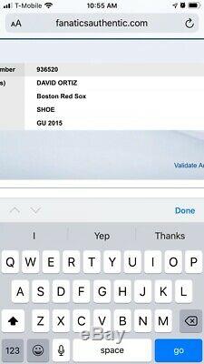 2 DAVID ORTIZ 2015 GAME USED Dual Autographed Cleats BOSTON RED SOX Fanatics COA