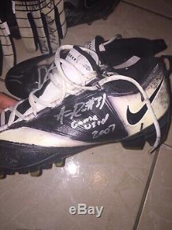 2007 Super Bowl Aaron Ross Ward Giants Signed Game Used Cleats Glove Eli Manning