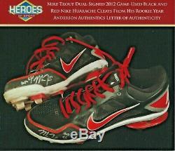 2012 MIKE TROUT ROOKIE YR DUAL-SIGNED GAME USED CLEATS With MIKE TROUT SIGNED LOA