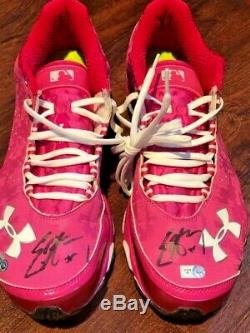 2013 Game Used Eric Hosmer Kansas City Royals Signed Pink Shoes MLB Authentic