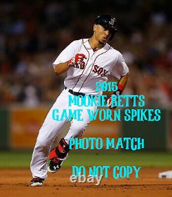 2015 Mookie Betts Game used worn & dual signed spikes Photo matched Nice