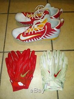 2017-2018 Travis Kelce Game Used Cleats & Gloves Lot Super Bowl Champion