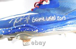 2017 Kris Bryant Cubs Signed and Game Used Blue adidas Cleats COA WN55912535