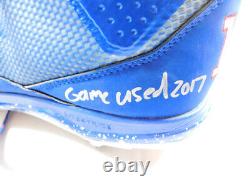 2017 Signed Kris Bryant Cubs Game-Used adidas Blue Cleats withInscription COA