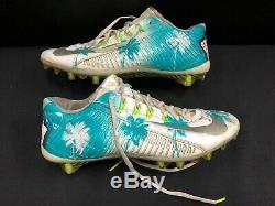 #28 Bobby Mccain Miami Dolphins Game Used Nike Custom Paint Cleats Size 10
