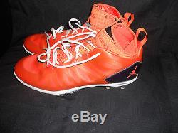 #51 Mike Pouncey Miami Dolphins Game Used Orange Air Jordan Cleats Size 14