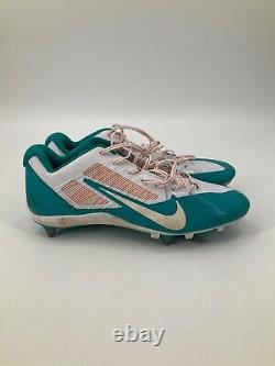 #80 Miami Dolphins Game Used Aqua/orange Nike Cleats Size 15