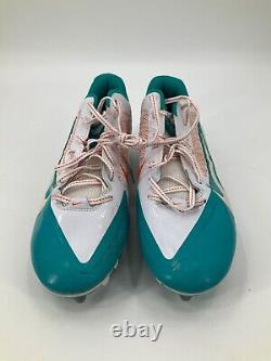 #80 Miami Dolphins Game Used Aqua/orange Nike Cleats Size 15