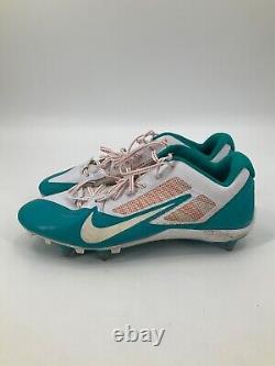 #80 Miami Dolphins Game Used Aqua/orange Nike Cleats Size 15