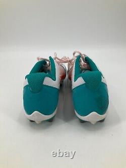 #80 Miami Dolphins Game Used Aqua/orange Nike Cleats Size 15