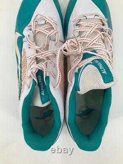 #80 Miami Dolphins Game Used Aqua/orange Nike Cleats Size 15