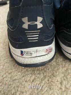 Aaron Judge Autographed Inscribed 2014 Game Used UA Shoes NY Yankees