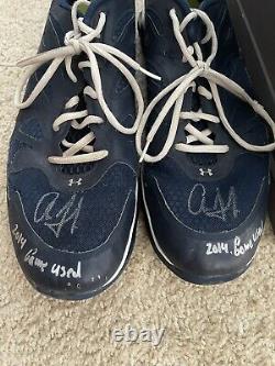 Aaron Judge Autographed Inscribed 2014 Game Used UA Shoes NY Yankees