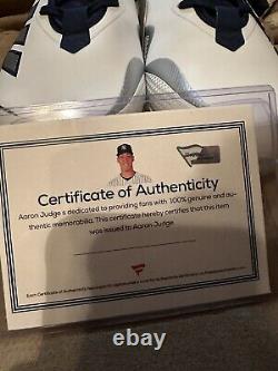 Aaron Judge Yankees Player-Issued White & Navy Adidas Cleats 2021 Fanatics
