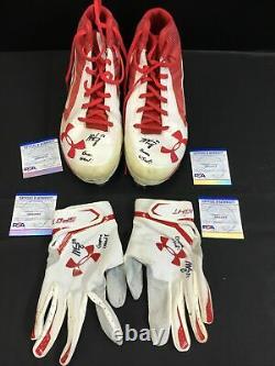 Alex Verdugo Dodgers Boston Red Sox Signed Game Used Cleats & Gloves Set Psa