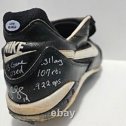 Aubrey Huff Signed With Stats Game Used Baseball Cleat Tampa Bay Devil Rays MLB