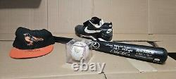 Aubrey Huff World Series Ball, Bat, game worn cleat & hat Signed & Authenticated