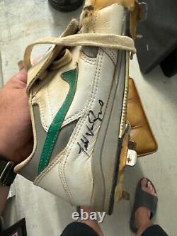 Autographed todd van poppel game worn cleats signed