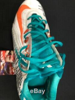 BOBBY McCAIN MIAMI DOLPHINS SIGNED GAME USED CLEAT JSA COA 137665