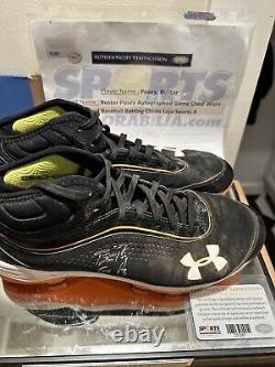 BUSTER POSEY GAME USED 2013 Autographed Cleats 2 Signatures LoJo Sports Mem