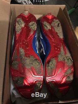 Ben Zobrist Chicago Cubs game used signed cleats from 2017 NLCS