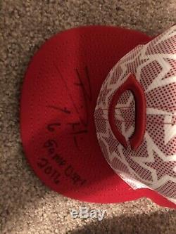 Billy Hamilton Game Used 4th Of July 2016 Cleats + Hat Autographed Inscription