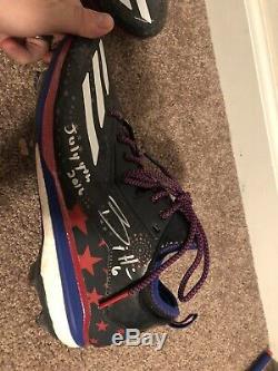 Billy Hamilton Game Used 4th Of July 2016 Cleats + Hat Autographed Inscription