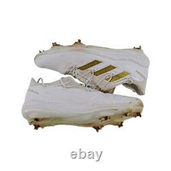 Brandon Marsh Phillies 2024 Game Worn WhtGld Glitter Adidas Cleats Size 12.5 LOA