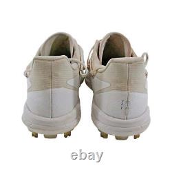 Brandon Marsh Phils 2024 Game Worn WhtGld Glitter Adidas Adizero Cleats S 12 LOA