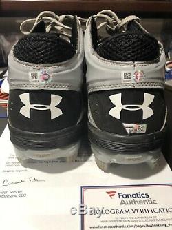 Brandon Nimmo Mets 2016 Game Used Signed Cleats
