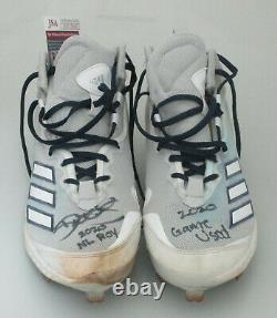 Brewers DEVIN WILLIAMS Signed Adidas GAME USED WORN CleatsAUTO with 2020 ROY JSA