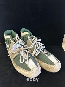 C. 2001 Mo Lewis New York Jets Game Used NFL Nike Air NFL Football Cleats #57