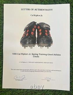 Cal Ripken Jr Ripken LOA Game Used Cleats 1999 Spring Training Baltimore Orioles