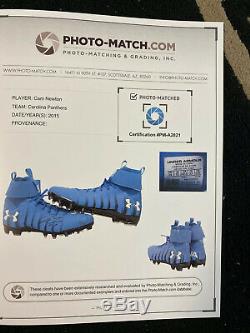 Cam Newton Autographed GAME USED CLEATS PHOTO MATCHED NFL CAROLINA 2015