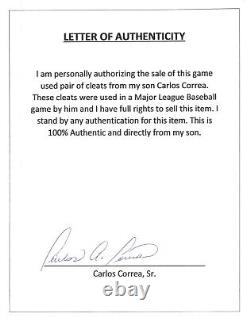 Carlos Correa Game Worn Used Cleats Houston Astros Correa LOA 77281