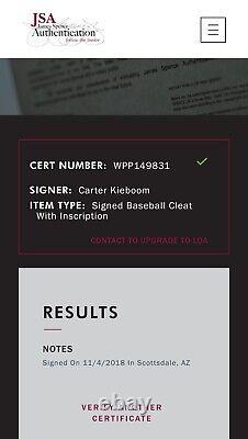 Carter Kieboom Autographed Minor League Game-Used Cleats JSA COA Auto Nats