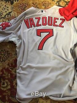 Christian Vazquez Red Sox Game Used Lot Bat Jersey Cleats Catchers Equip Balls