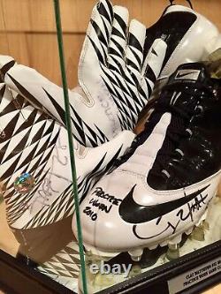 Clay Matthews SB XLV Game Practice Worn Used Signed Packers NFL Football Cleats