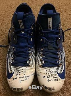 Corey Seager MLB Holo Game Used Autographed Insc Cleats Rookie 2016 Dodgers