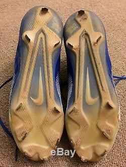 Corey Seager MLB Holo Game Used Autographed Insc Cleats Rookie 2016 Dodgers