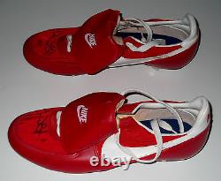 DEVON WHITE Dual Signed Game Used Red NIKE Cleats California Angels Auto PSA/DNA