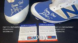 DODGERS CHRIS TAYLOR SIGNED/ INSCRIBED GAME USED CLEATS PSA In-The-Presence COA