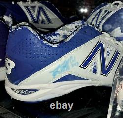 Danny Duffy L. A. Dodgers Royals Game Used Signed Cleats Lineup Card / Team Ball