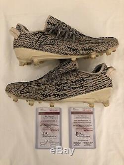 Demarcus Lawrence Dallas Cowboys Autographed Game Used YEEZY Cleats JSA COA