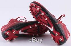 Dwayne Harris Game Used & Dual Signed 2016 Red Nike Cleats with Blue Pen JAG LOA