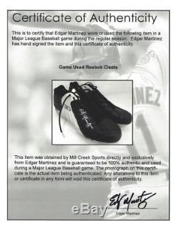 Edgar Martinez Autographed Pair of Game Used Reebok Cleats Signed Cert 128272