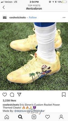 Eric Ebron Game Used/ Worn Dejesus Customs Rocket Power Cleats Lions Colts